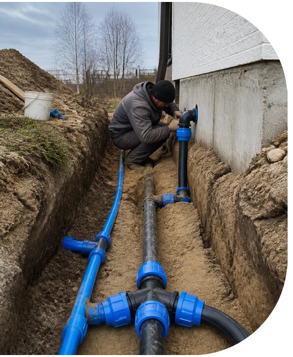 Монтаж наружного водопровода на участке под ключ в Каменске-Шахтинском